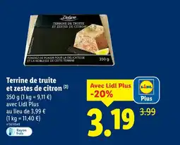 Lidl DELUXE Terrine de truite et zestes de citron offre