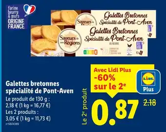 Lidl SAVEURS DE NOS REGIONS Galettes bretonnes spécialité de Pont-Aven offre
