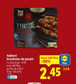 Lidl TOQUE DU CHEF Yakitori brochettes de poulet offre