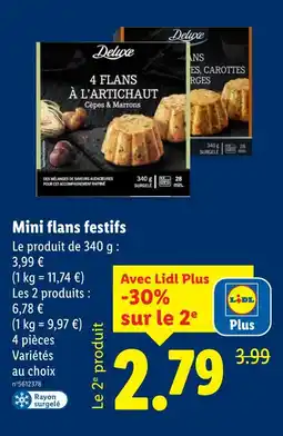 Lidl DELUXE Mini flans festifs - 4 Flans à l'Artichaut, Cèpes & Marrons offre