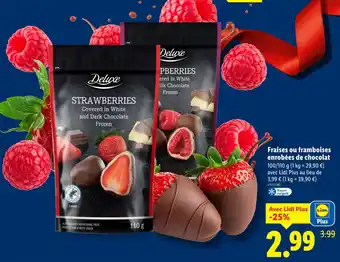 DELUXE Fraises ou framboises enrobées de chocolat