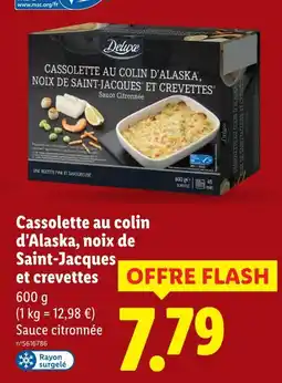 Lidl DELUXE Cassolette au colin d'Alaska, noix de Saint-Jacques et crevettes offre