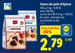 Lidl FAVORINA Cœurs de pain d’épices chocolat noir offre