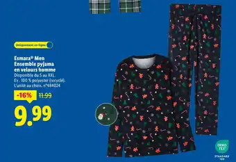 Lidl ESMARA Men Ensemble pyjama en velours homme offre