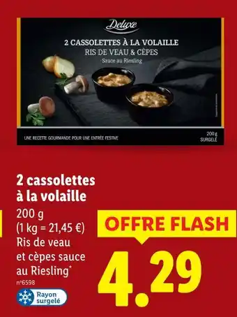 Lidl DELUXE 2 cassolettes à la volaille offre