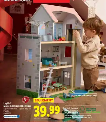 Lidl LUPILU Maison de poupées en bois offre