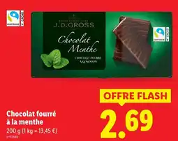 Lidl J.D. GROSS Chocolat fourré à la menthe offre