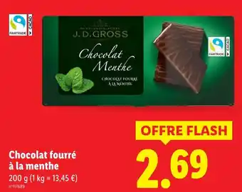 Lidl J.D. GROSS Chocolat fourré à la menthe offre