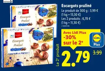Lidl Favorina Escargots praliné offre
