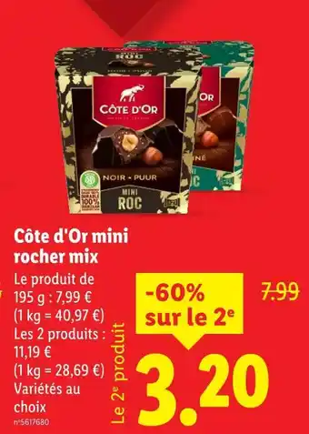 Lidl COTE D'OR Mini Rocher Mix offre