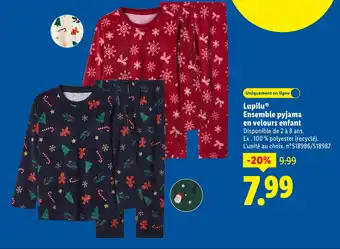 Lidl Lupilu Ensemble pyjama en velours enfant offre