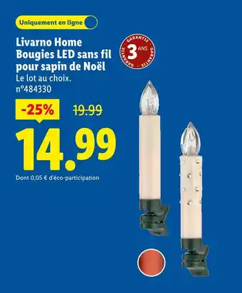 Lidl LIVARNO HOME Bougies LED sans fil pour sapin de Noël offre