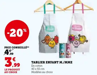 Super U Tablier enfant M./Mme offre