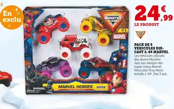 Super U Pack de 5 véhicules die-cast Marvel offre
