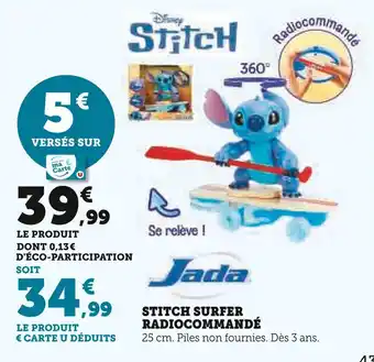 Super U JADA Stitch Surfer Radiocommandé offre