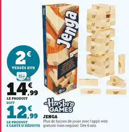 Super U HASBRO GAMES Jenga offre