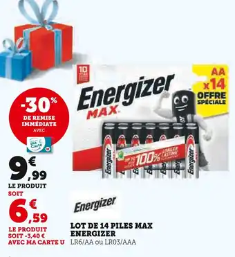 Super U ENERGIZER Lot de 14 piles max offre