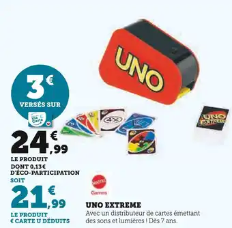 Super U MATTEL GAMES Uno extreme offre