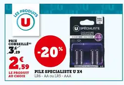 Super U U Pile Specialiste U X4 LR6 - AA offre