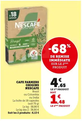 Super U Nescafé Cafe Farmers Origins Brazil offre