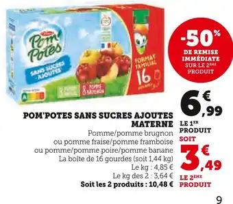 Super U Materne Pom'Potes Sans Sucres Ajoutés offre
