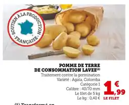 Super U Pomme de terre de consommation lavée offre