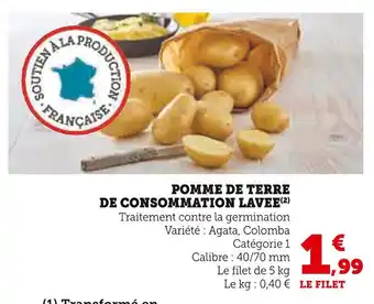Super U Pomme de terre de consommation lavée offre