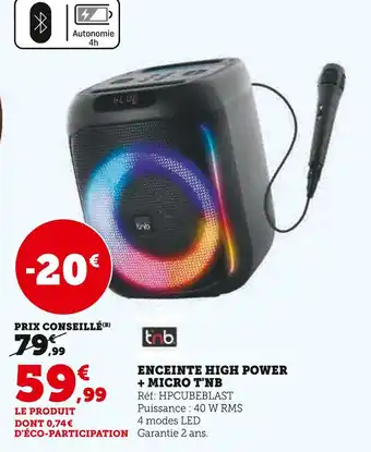 Super U T'NB Enceinte High Power + Micro offre