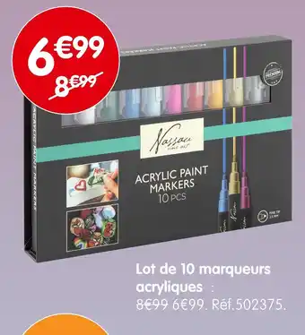 b&m NASSAU Lot de 10 marqueurs acryliques offre