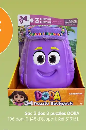 b&m DORA Sac à dos 3 puzzles offre