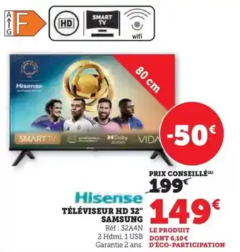 Hyper U Hisense - téléviseur hd 32 offre