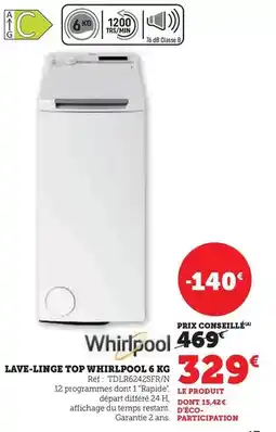Hyper U Whirlpool - lave-linge top offre
