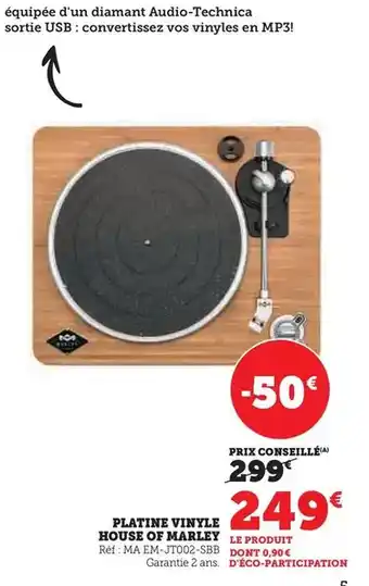 Hyper U House of marley - platine vinyle offre