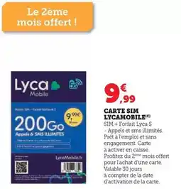 Hyper U Lycamobile - carte sim offre
