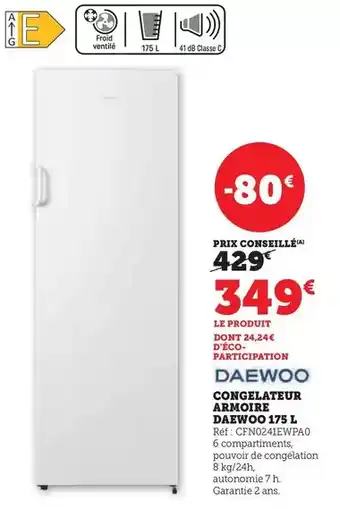 Hyper U Daewoo - congelateur armoire 175l offre