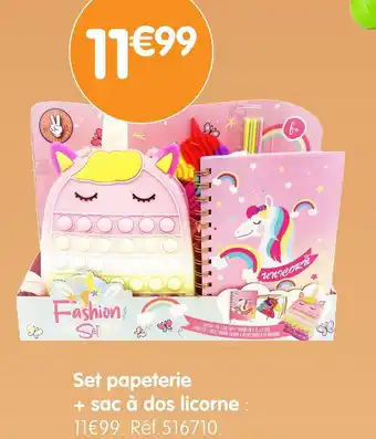 b&m Set papeterie + sac à dos licorne offre