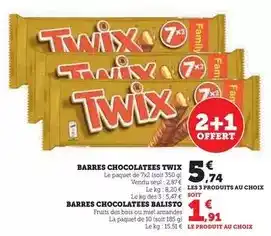 U Express Twix - barres chocolatees offre
