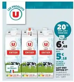 U Express U - lait uht entier offre