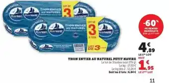 U Express Petit navire - thon entier au naturel offre