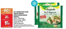 Netto Bonduelle - les 3 légumes choux fleurs, carottes brocolis perceits vapeur surgelés offre