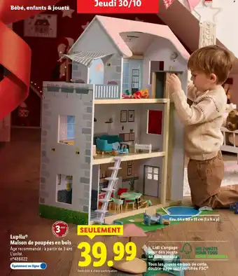 Lidl Lupilu maison de poupées en bois offre