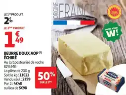 Auchan Beurre doux aop échiré offre