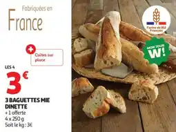 Auchan 3 baguettes mie dinette offre