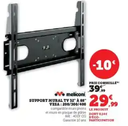 Super U Support mural tv 32 à 88 vesa 200 300 400 offre