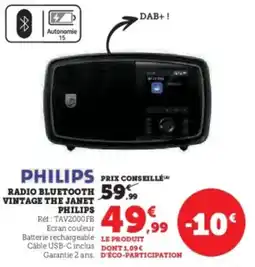 Super U Philips radio bluetooth vintage the janet philips offre