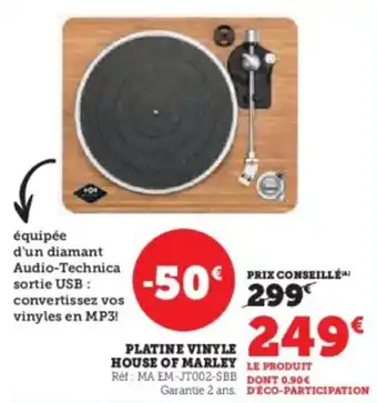 Super U Platine vinyle house of marley offre