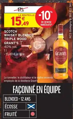 Intermarché Express GRANT'S Scotch Whisky Blended Triple Wood offre