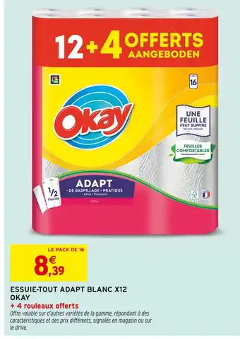 Intermarché Express OKAY Essuie-tout Adapt Blanc X12 offre