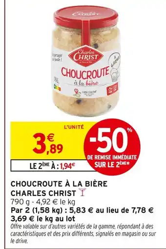 Intermarché Express CHARLES CHRIST Choucroute à la bière offre