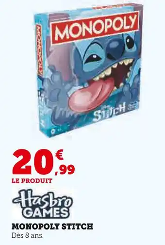 Hyper U HASBRO GAMES Monopoly Stitch offre